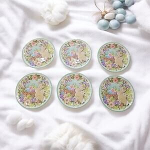 6 Certified Inter. Melamine Joy Of Easter 9" Salad Plates Rabbit S. Winget New